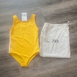 NWT Zara Scoop Neck One-Piece snap bottom striped bodysuit